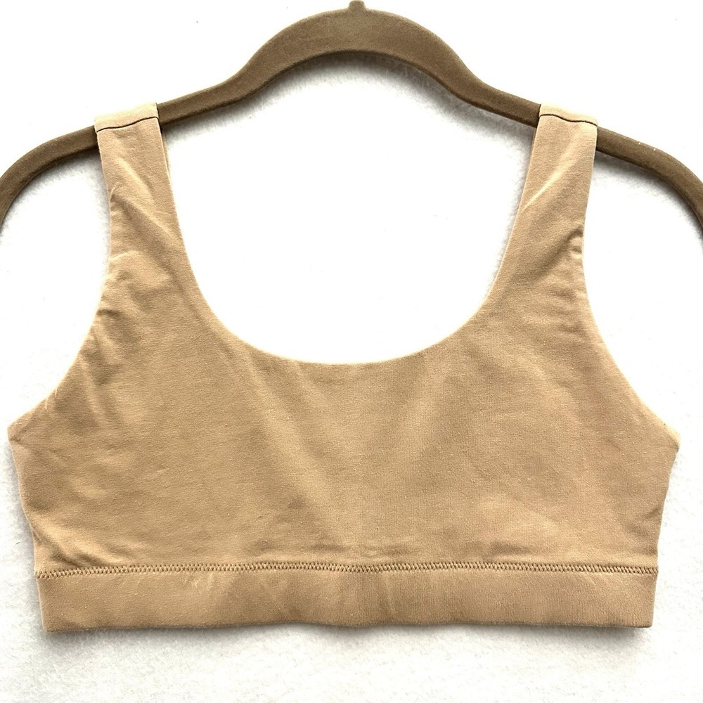 Quince Organic Cotton S Small Stretch Tank Bralette Sand Beige Sports Bra